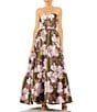 Mac Duggal Strapless Bottom Ruffle Floral Gown, Color:Olive Multi - Image 1