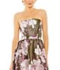 Mac Duggal Strapless Bottom Ruffle Floral Gown, Color:Olive Multi - Image 3