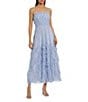 Mac Duggal Strapless Dotted Mesh A-Line Micro Ruffle Midi Dress, Color:Periwinkle - Image 1