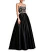 Mac Duggal Strapless Embellished Satin Gown, Color:Black Ivory - Image 1