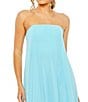 Mac Duggal Strapless Flare Feather Hem Gown, Color:Aqua - Image 3