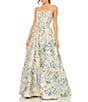 Mac Duggal Strapless Floral Brocade Tiered Ball Gown, Color:Pastel Multi - Image 1