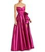 Mac Duggal Strapless Pleated Bodice Ruffle Front Taffeta Gown, Color:Hot Pink - Image 1