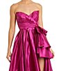 Mac Duggal Strapless Pleated Bodice Ruffle Front Taffeta Gown, Color:Hot Pink - Image 3