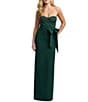 Mac Duggal Strapless Rhinestone Trim Bow Front Crepe Column Gown - Image 1