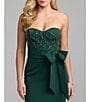 Mac Duggal Strapless Rhinestone Trim Bow Front Crepe Column Gown - Image 3