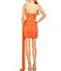 Color:Tangerine - Image 2 - Strapless Ruched Mini Side Draped Dress