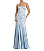 Mac Duggal Strapless Satin Charmeuse Mermaid Bow Detail Gown, Color:Powder Blue Silver - Image 1