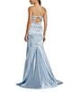 Mac Duggal Strapless Satin Charmeuse Mermaid Bow Detail Gown, Color:Powder Blue Silver - Image 2