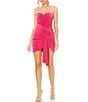 Mac Duggal Strapless Sleeveless Faux Wrap Mini Dress, Color:Hot Pink - Image 1