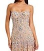 Mac Duggal Strapless Sweetheart Multi Color Beaded Mesh Sheath Gown, Color:Light Rose - Image 3