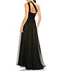 Color:Black - Image 2 - Strappy One Shoulder O-Ring A-Line Gown