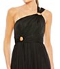 Color:Black - Image 3 - Strappy One Shoulder O-Ring A-Line Gown