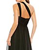 Color:Black - Image 4 - Strappy One Shoulder O-Ring A-Line Gown