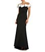 Mac Duggal Stretch Crepe Mermaid Gown With 3D Flower Applique, Color:Black Cream - Image 1