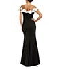 Mac Duggal Stretch Crepe Mermaid Gown With 3D Flower Applique, Color:Black Cream - Image 2