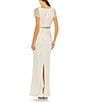 Mac Duggal Surplice V-neck Short Sleeve Beaded Column Gown, Color:Nude Silver - Image 2