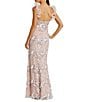 Mac Duggal Sweetheart Neck Ruffle Shoulder Floral Embroidered Column Gown, Color:Pastel Multi - Image 2