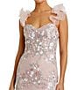 Mac Duggal Sweetheart Neck Ruffle Shoulder Floral Embroidered Column Gown, Color:Pastel Multi - Image 3