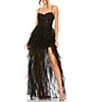 Color:Black - Image 1 - Sweetheart Neck Sequin Mini Ruffle Tiered Train Dress