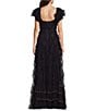 Mac Duggal Sweetheart Neck Short Sleeve Micro Ruffle Tiered Gown - Image 2