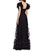 Mac Duggal Sweetheart Neck Short Sleeve Micro Ruffle Tiered Gown - Image 3