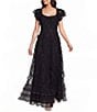 Mac Duggal Sweetheart Neck Short Sleeve Micro Ruffle Tiered Gown - Image 1