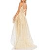 Mac Duggal Sweetheart Sequined Embellished Asymmetrical Hi Low Hem Tulle Gown, Color:Gold Silver - Image 2