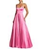 Mac Duggal Sweetheart Strapless Bow Back Satin Ballgown, Color:Pink - Image 1