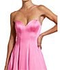Mac Duggal Sweetheart Strapless Bow Back Satin Ballgown, Color:Pink - Image 3