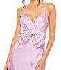 Mac Duggal Sweetheart Strapless Rhinestone Trim Bow Front Satin Charmeuse Column Gown, Color:Lilac - Image 3