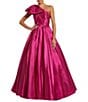 Mac Duggal Taffeta Faille One-Shoulder Neck Sleeveless Bow Detail Gown, Color:Fuschia - Image 1