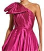Mac Duggal Taffeta Faille One-Shoulder Neck Sleeveless Bow Detail Gown, Color:Fuschia - Image 3