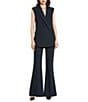 Mac Duggal Tailored Crepe V-Neck Sleeveless Flap Pocket Button Front Vest, Color:Navy - Image 3