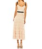 Mac Duggal Thin Beaded Bow Strap Multi Ruffle Lace Dress - Image 2