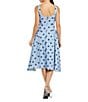 Mac Duggal Crepe Polka Dot Drop Waist Sleeveless Square Neck Midi Dress, Color:Sky Multi - Image 2