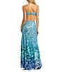 Mac Duggal Thin Strap Cut Out Ombre Sequin Gown, Color:Ice Blue - Image 2