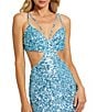 Mac Duggal Thin Strap Cut Out Ombre Sequin Gown, Color:Ice Blue - Image 3