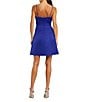 Mac Duggal Thin Strap Satin A Line Mini Dress With 3D Rose - Image 2