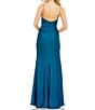 Color:Ocean - Image 2 - Tie Front Keyhole V-Neck Spaghetti Strap Gown