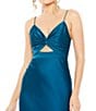 Color:Ocean - Image 3 - Tie Front Keyhole V-Neck Spaghetti Strap Gown