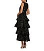 Mac Duggal Tiered Sequin Belted Midi Dress, Color:Black - Image 2