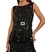 Mac Duggal Tiered Sequin Belted Midi Dress, Color:Black - Image 3