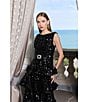 Mac Duggal Tiered Sequin Belted Midi Dress, Color:Black - Image 5