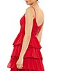 Color:Red - Image 4 - Tiered Ruffle V-Neck Sleeveless V-Back Thigh High Slit A-Line Gown