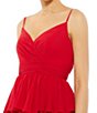 Color:Red - Image 5 - Tiered Ruffle V-Neck Sleeveless V-Back Thigh High Slit A-Line Gown