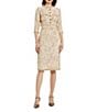 Mac Duggal Tweed Beaded Button Patch Pocket Midi Dress, Color:Blush - Image 1