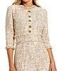 Mac Duggal Tweed Beaded Button Patch Pocket Midi Dress, Color:Blush - Image 3