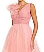 Mac Duggal V-Neck 3D Ruffle Shoulder Ombre Tulle Ballgown, Color:Pink Multi - Image 3