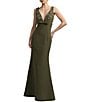 Mac Duggal V-Neck Beaded Bodice Crepe A-line Gown - Image 1